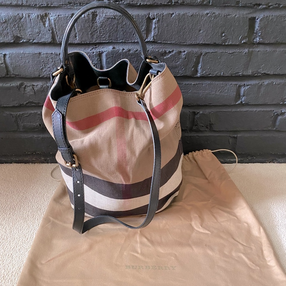 Burberry Ashby Canvas Hobo Bag